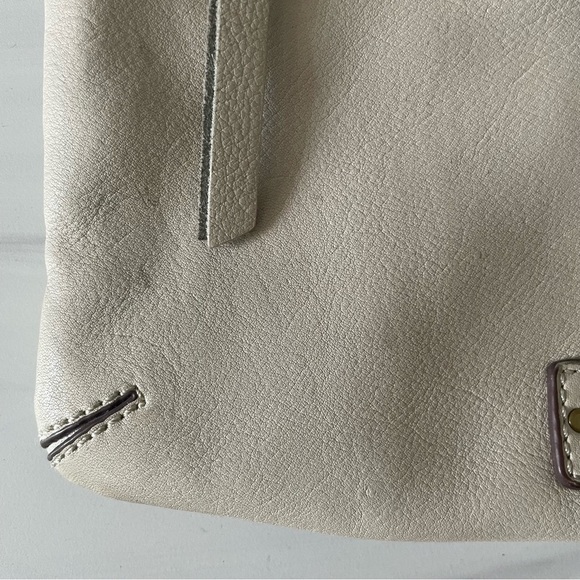 Lucky Brand Real Leather Foldover Option Shoulder Crossbody Bag- Fringe- Ivory - Picture 3 of 10